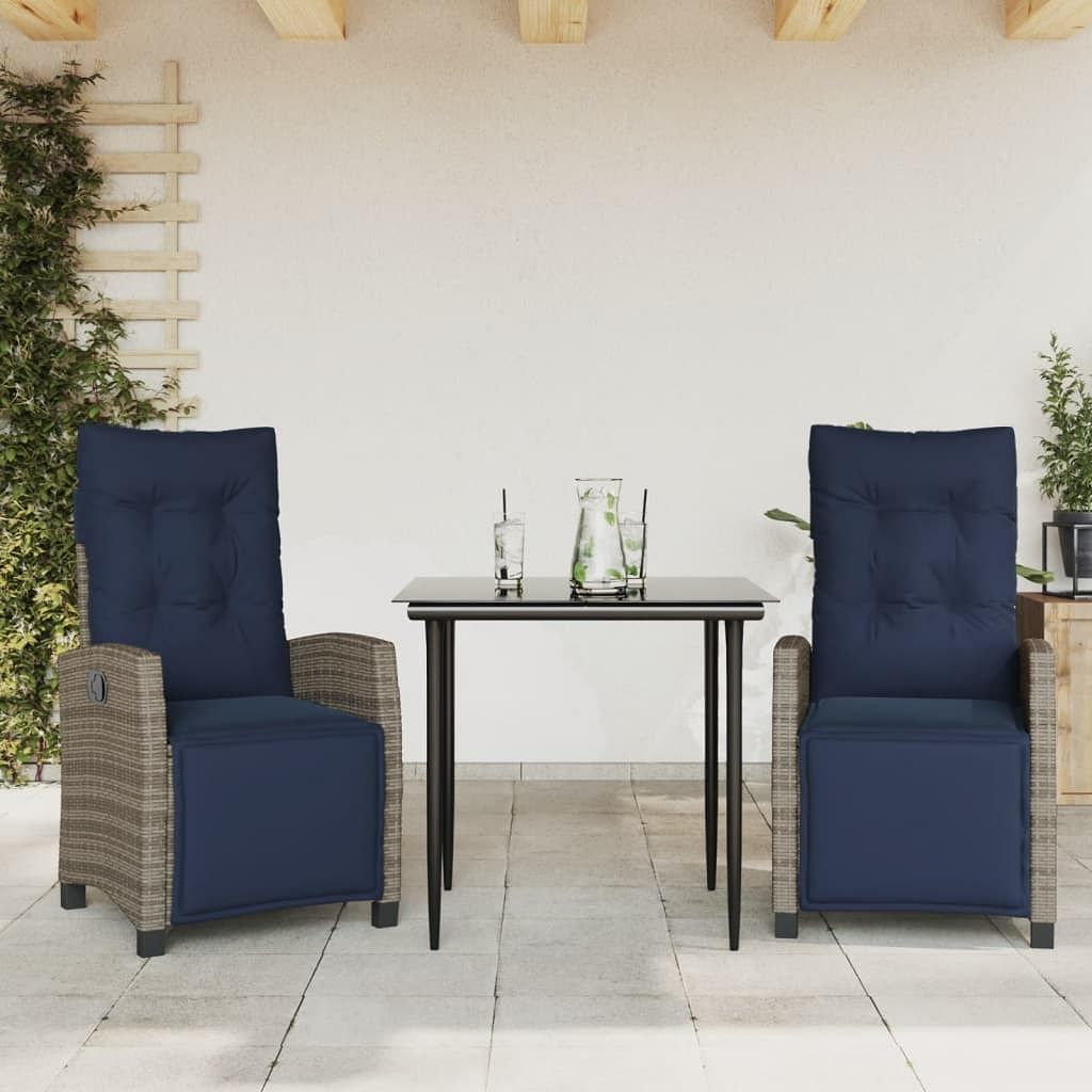 Garden dining set grey pe rattan 31.5 x 31.5 in for the table