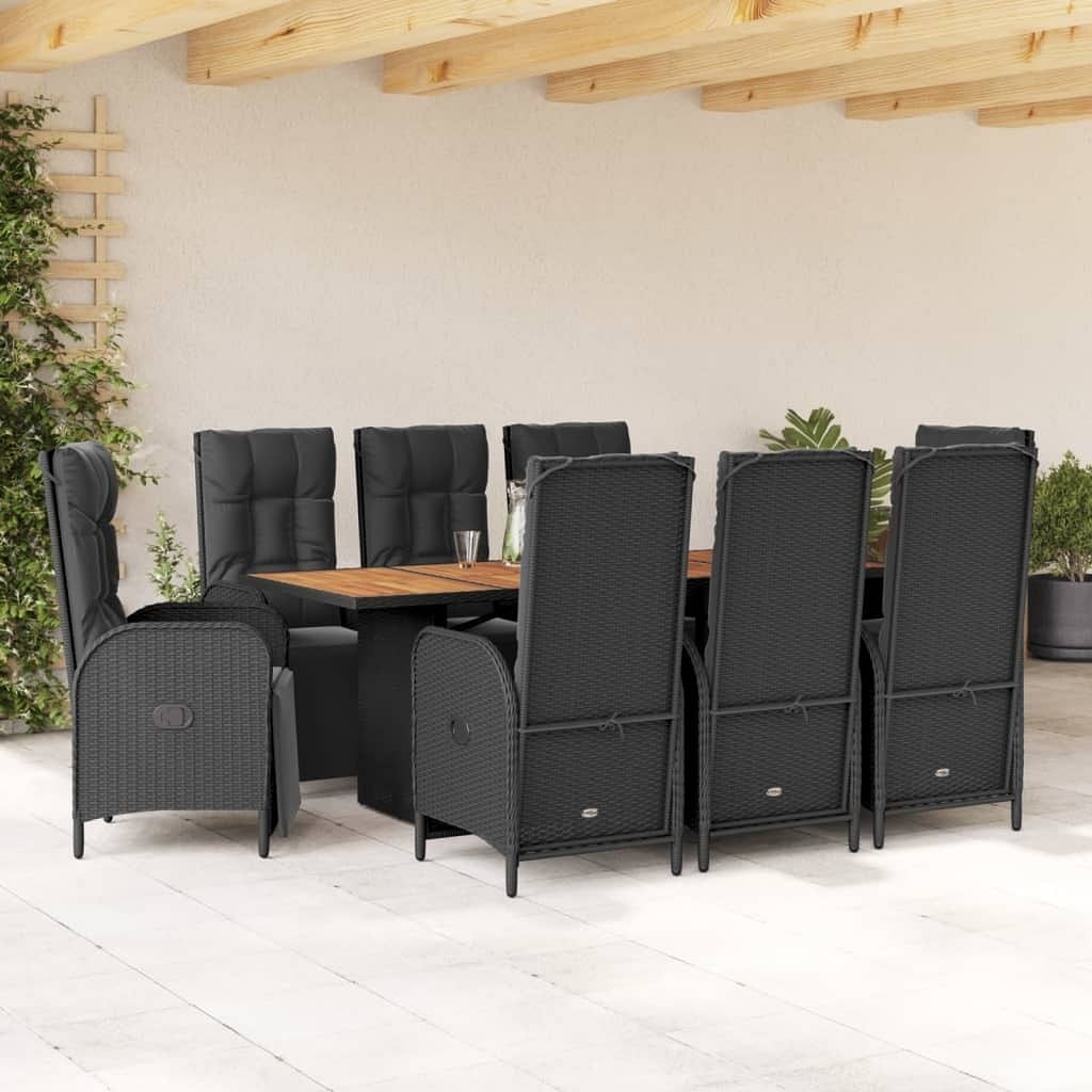 Garden dining set black