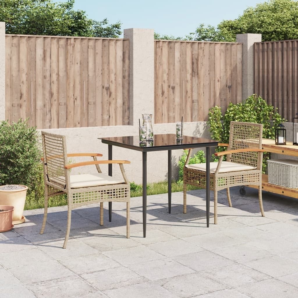 Garden dining set beige, black, cream white