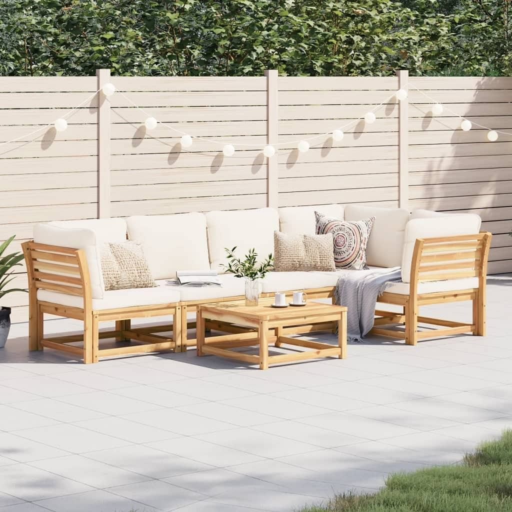 Garden lounge set natural wood solid acacia wood medium modular