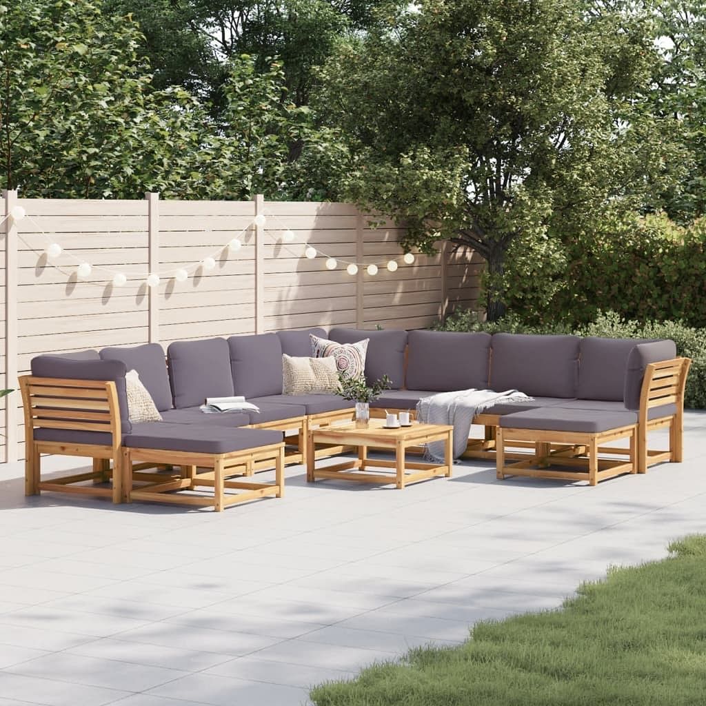 11 piece patio lounge set with cushions solid wood acacia