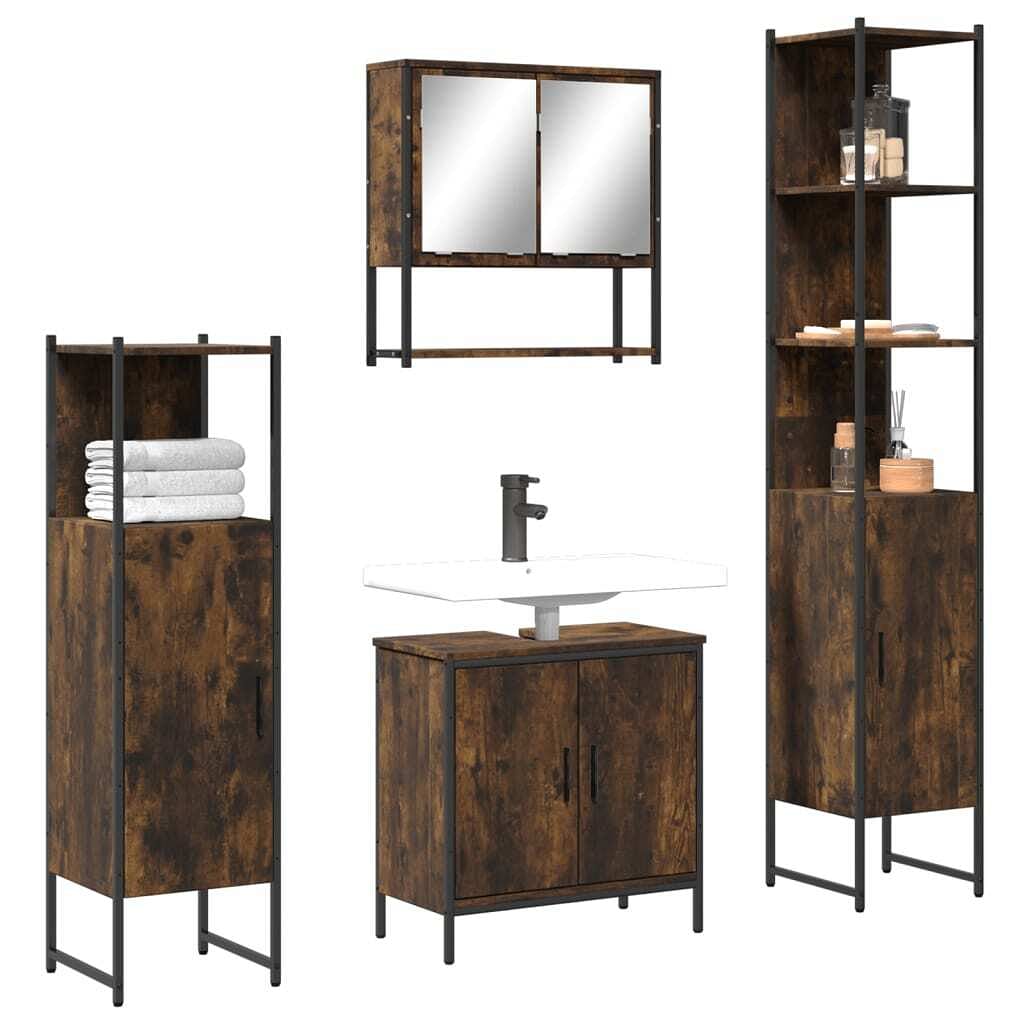 4 piece bathroom furniture set smoked oak engineered wood