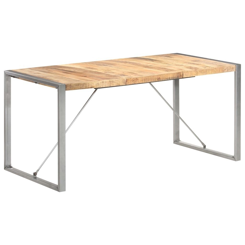 Dining table brown solid mango wood, steel large durable