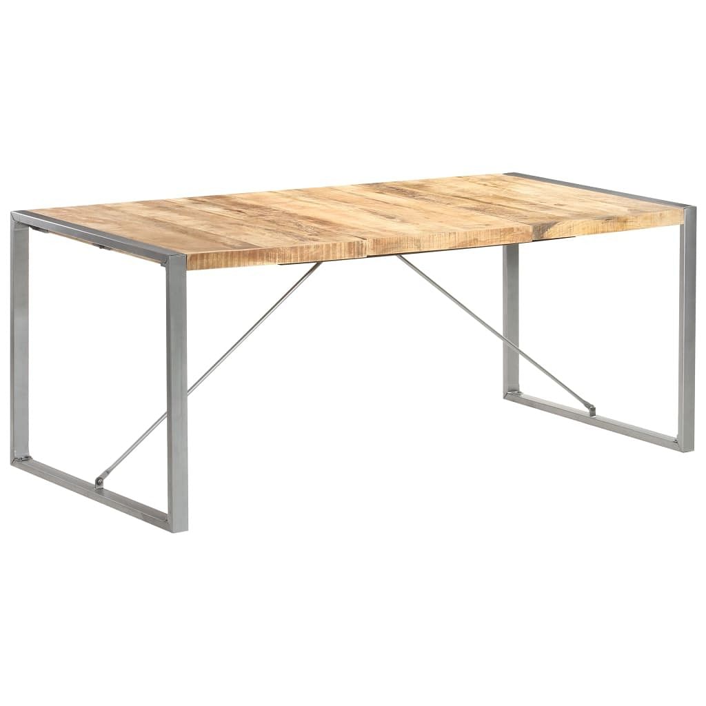 Dining table brown and grey solid rough mango wood, steel