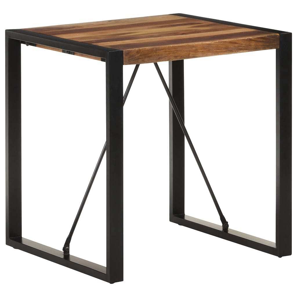 Dining table acacia wood finish, black legs solid acacia wood