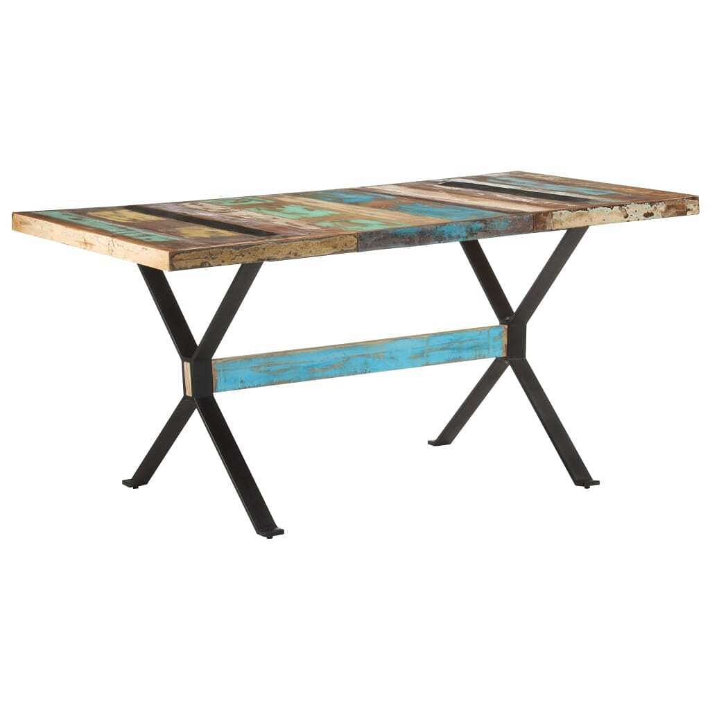 Dining table multicolor solid reclaimed wood medium durable