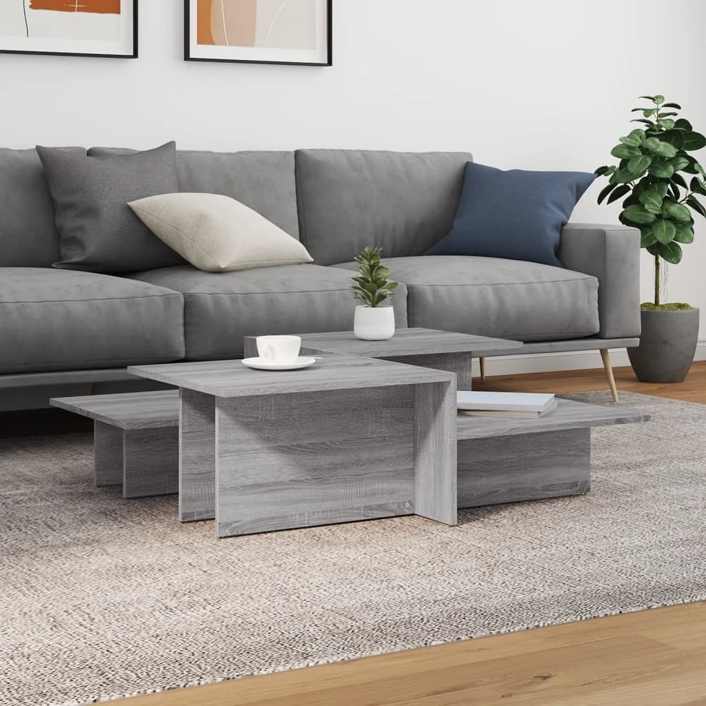 Coffee table set of 2 gray sonoma engineered wood medium