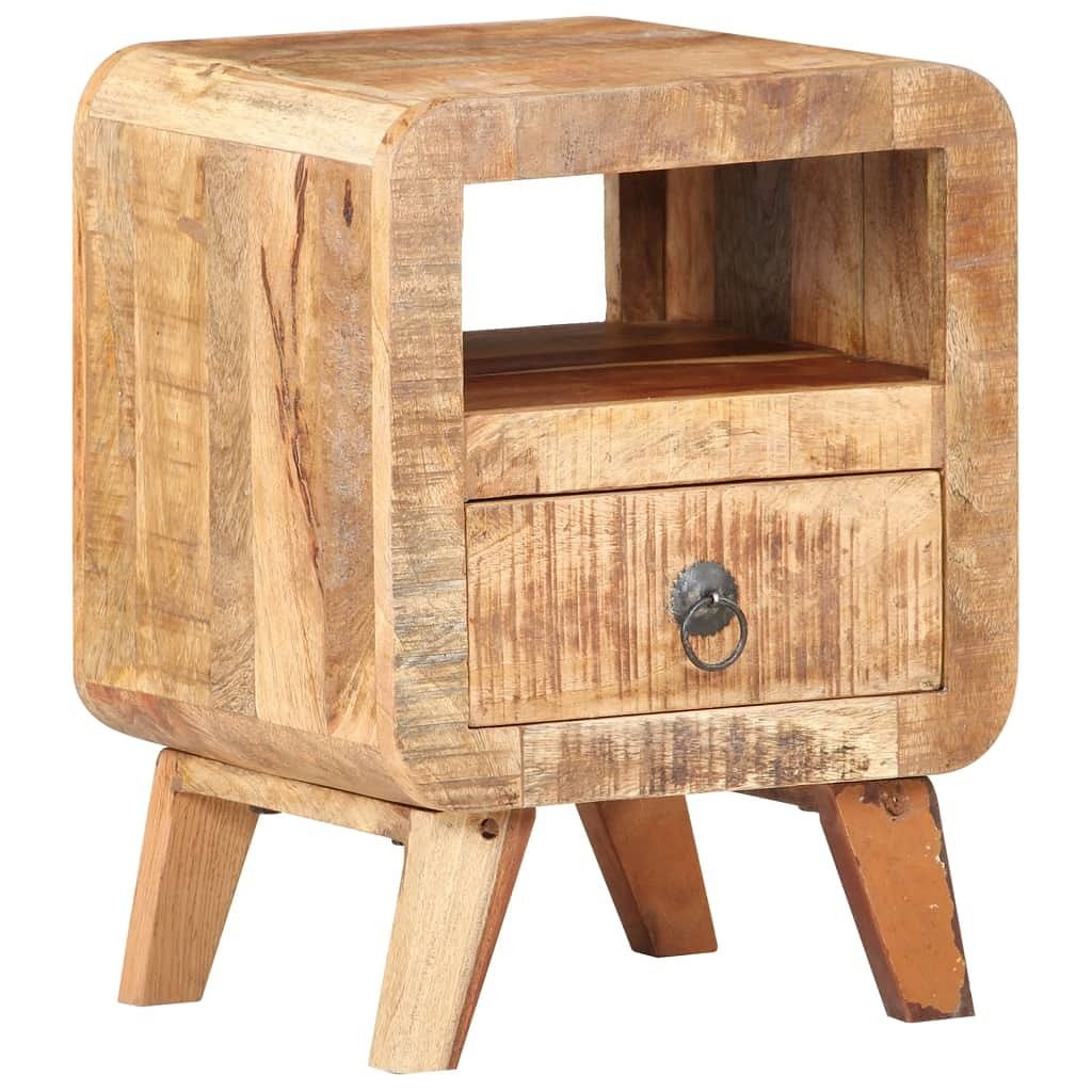 Bedside cabinet rough mango wood 11.8x11.8x16.1 in bedside cabinet