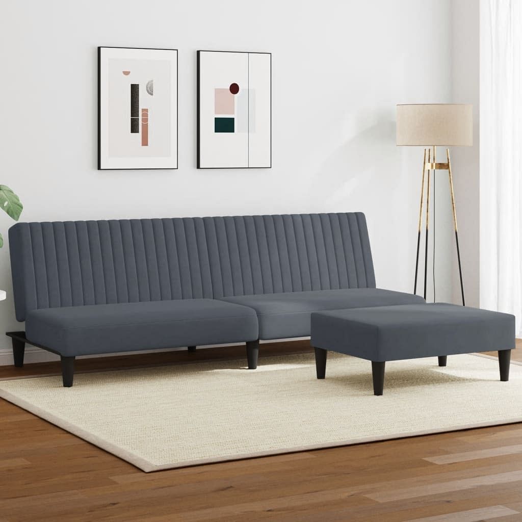 Sofa set dark grey velvet (100% polyester) standard