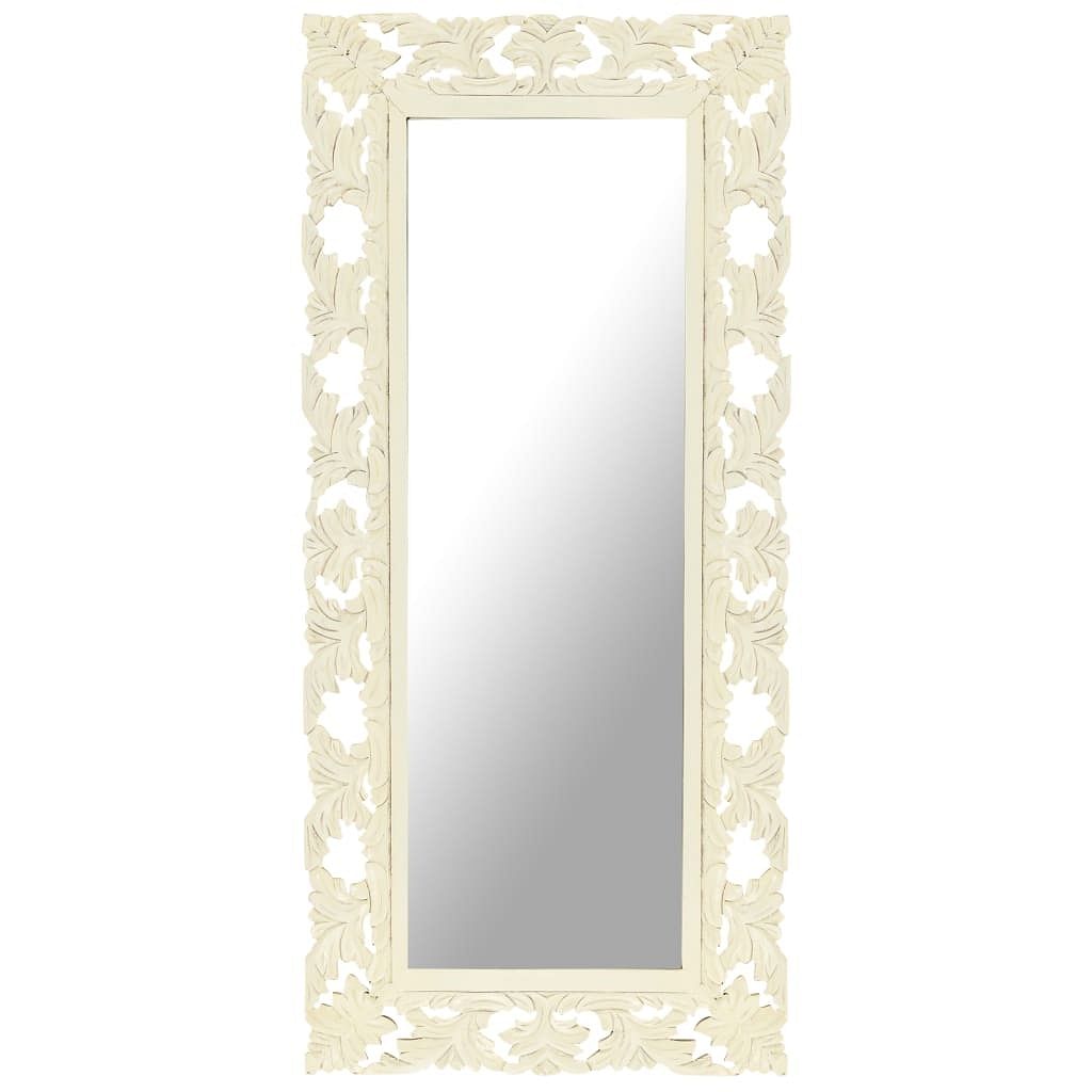 Mirror white solid mango wood 43.3 x 19.7 in decorative inlays