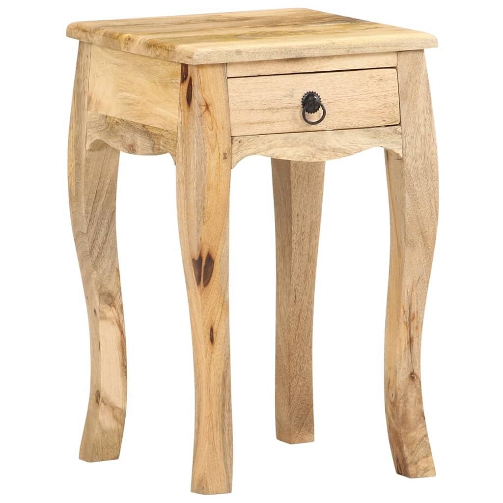 Nightstand natural brown solid mango wood compact bed cabinet