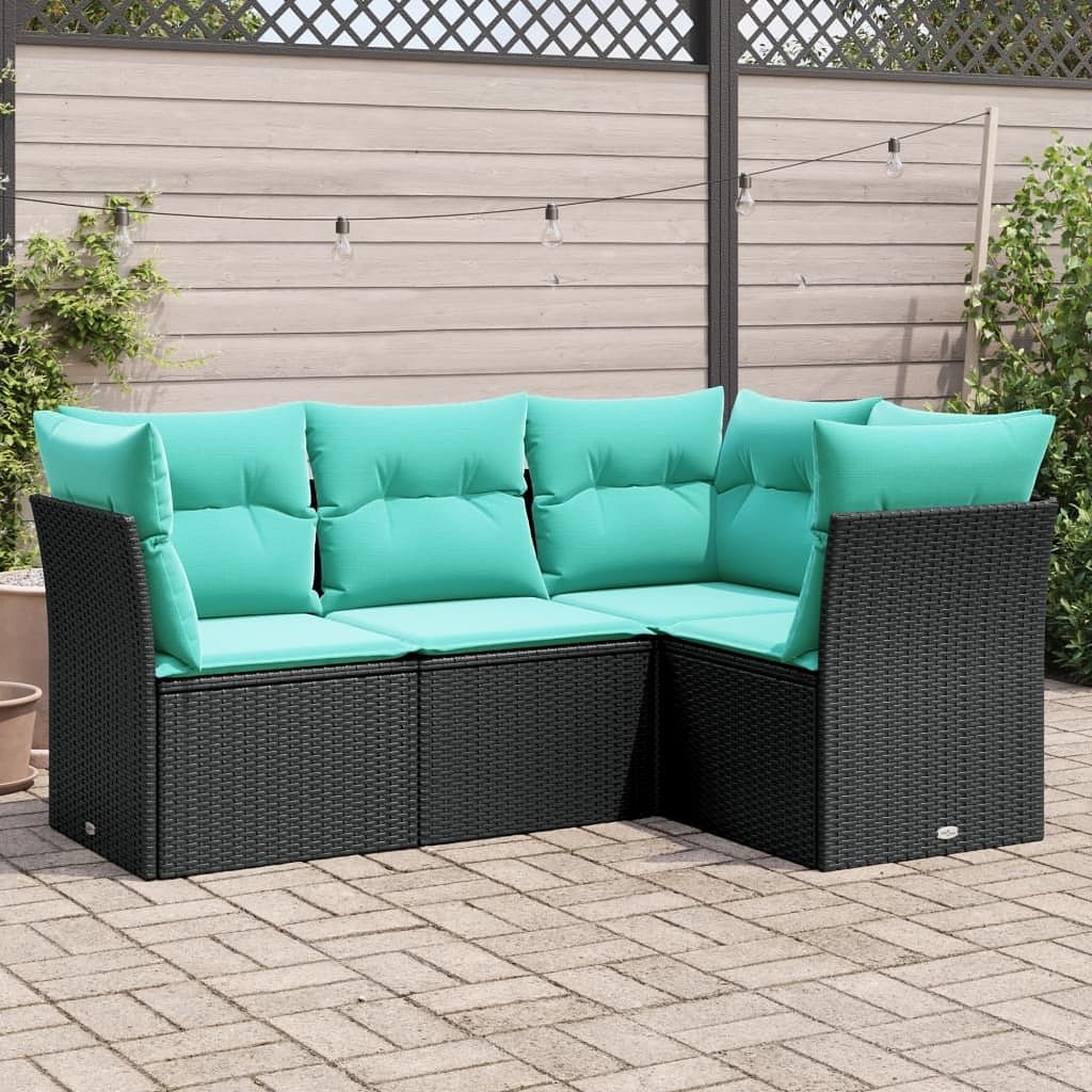 Garden sofa set black pe rattan medium modular garden sofa set
