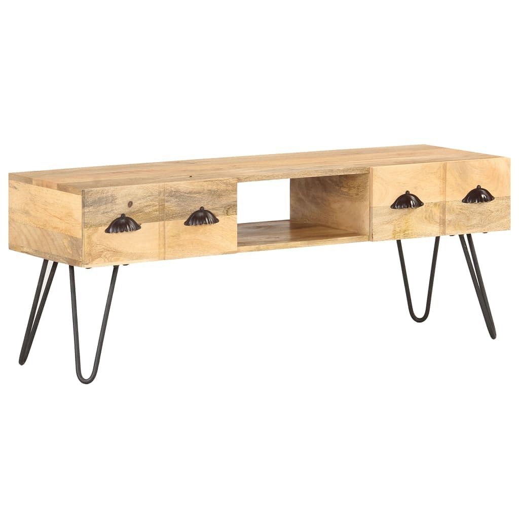 Tv cabinet natural mango wood solid mango wood, iron