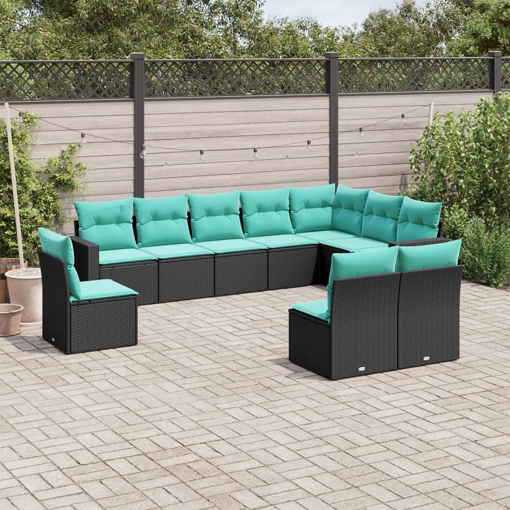 Garden sofa set black pe rattan large modular garden sofa set