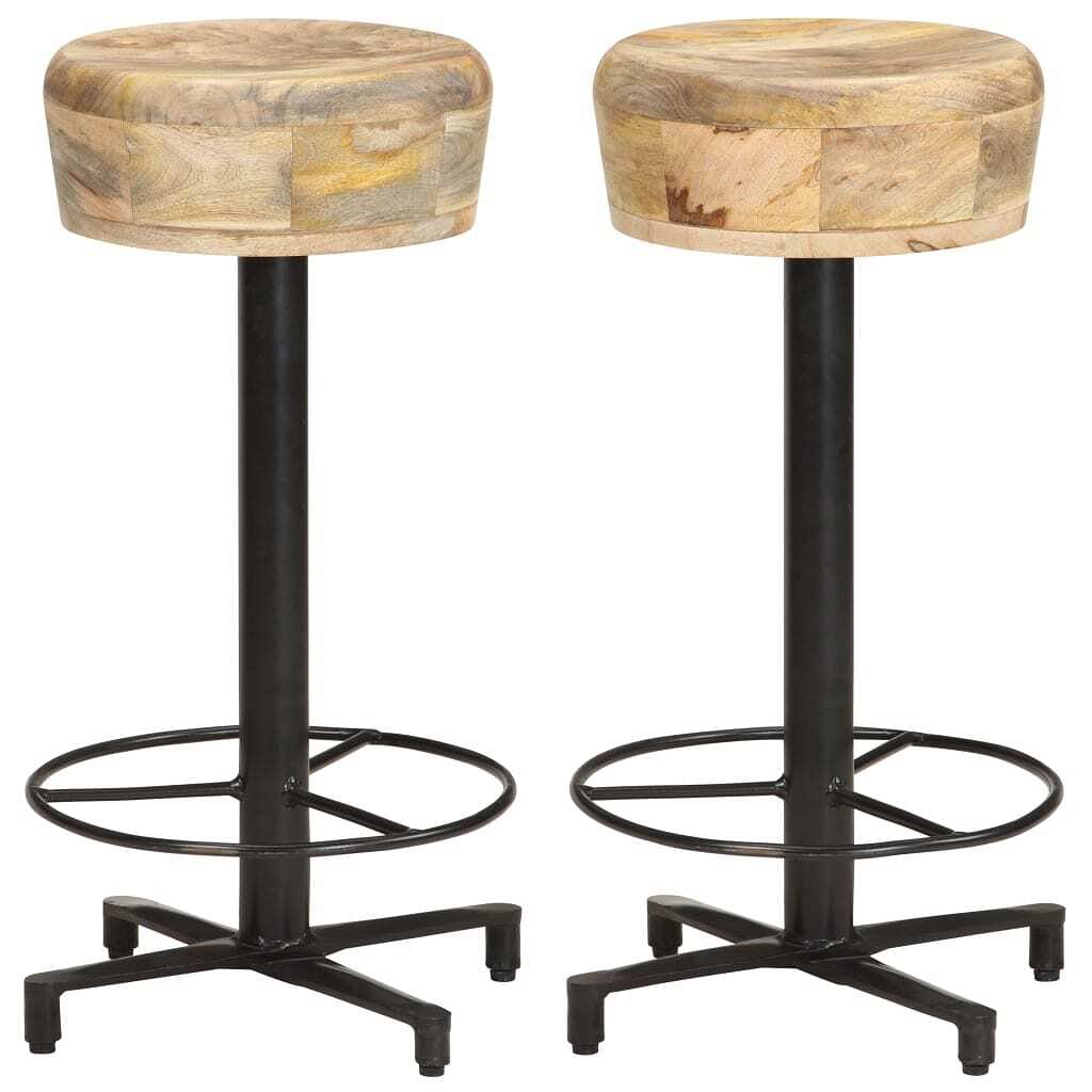Bar stool set of 2 natural wood and black