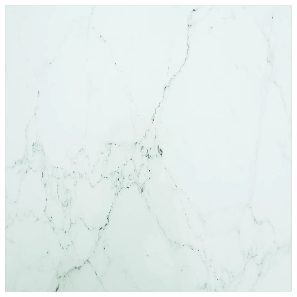 Table top white tempered glass pattern table top square