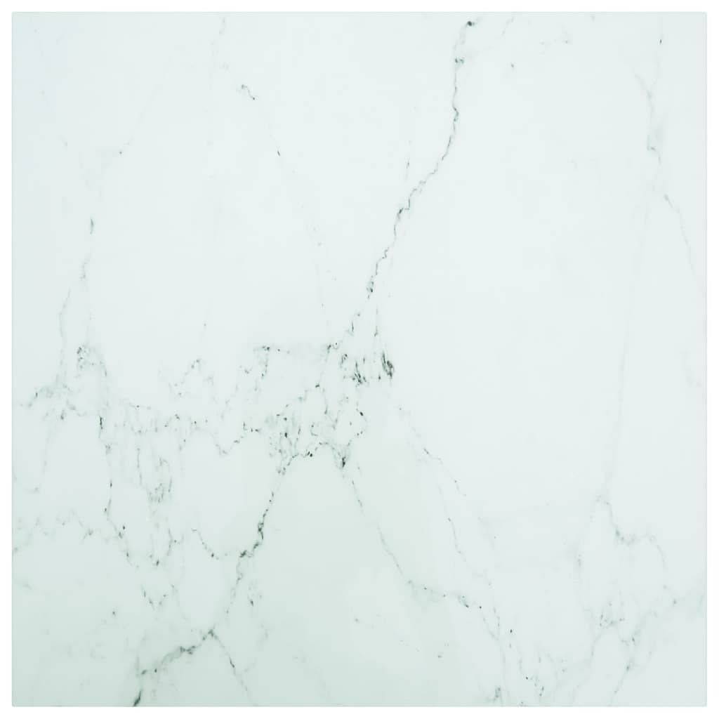 Table top white with marble design tempered glass 31.5in x 31.5in