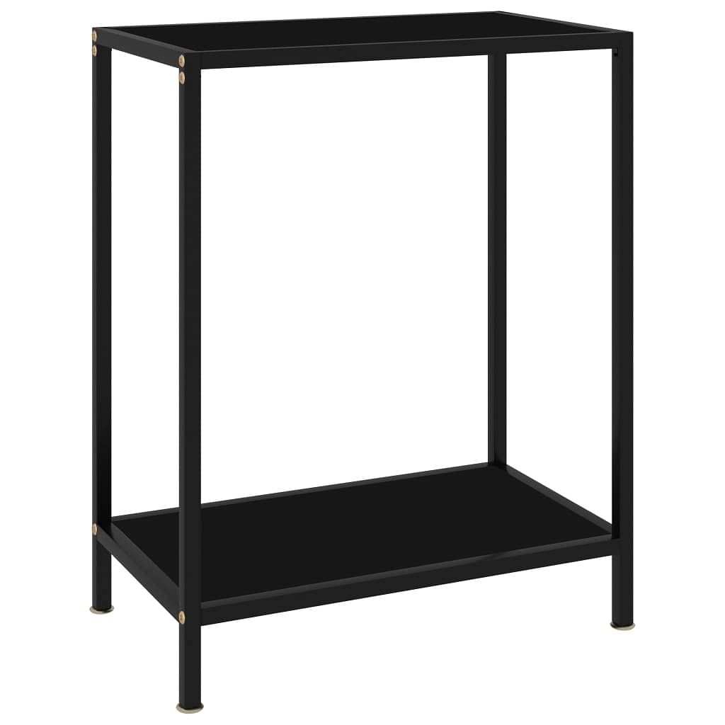 Console table black tempered glass compact simplistic