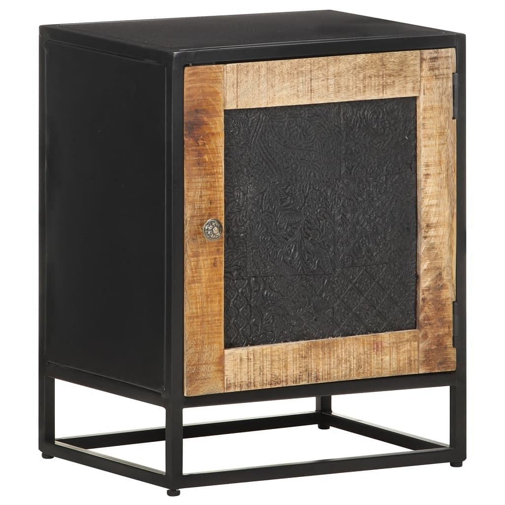 Bedside cabinet natural wood rough mango wood small
