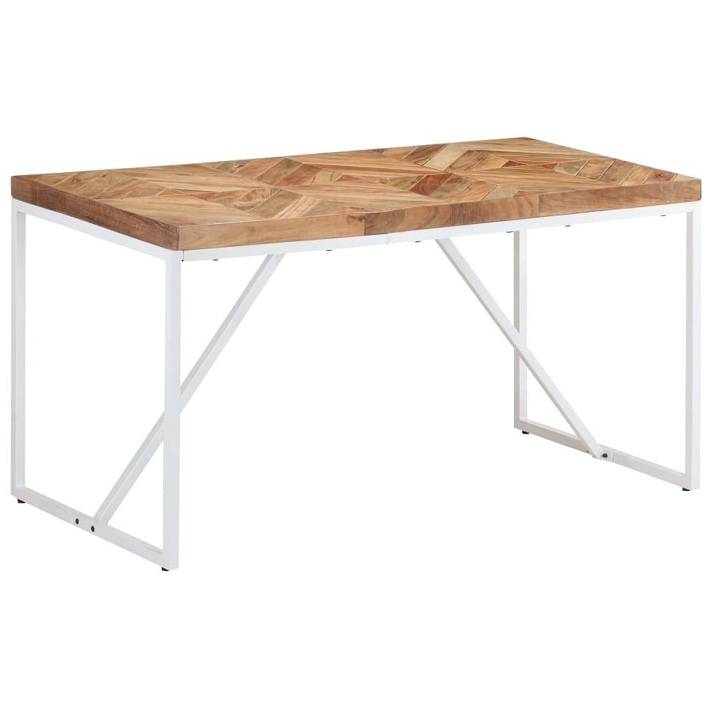Dining table natural wood with white legs
