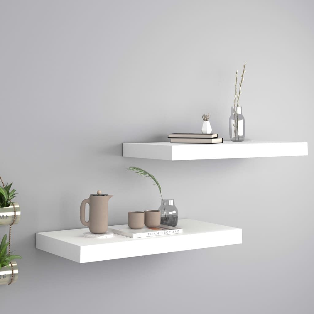 Wall shelf set of 2 white honeycomb mdf, metal medium