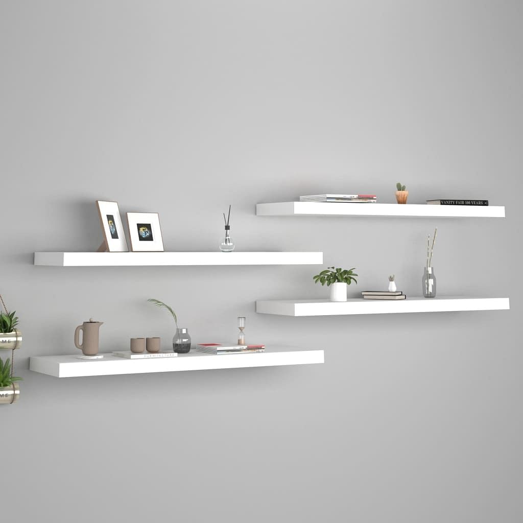 Wall shelf set of 4 white honeycomb mdf, metal 35.4 in long