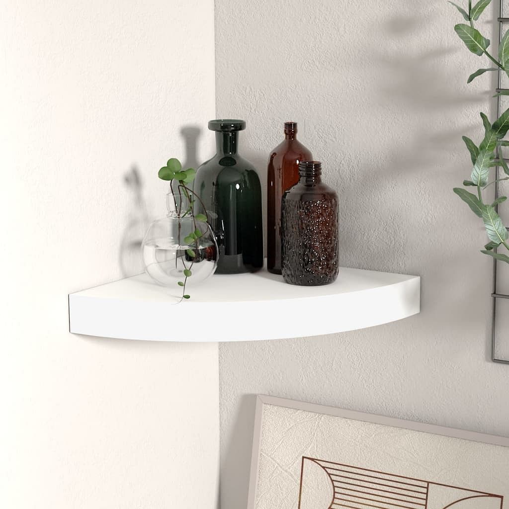 Corner shelf white honeycomb mdf small wall mounting
