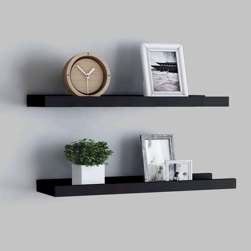 Frame ledge shelf set of 2 black mdf 23.6 in storage