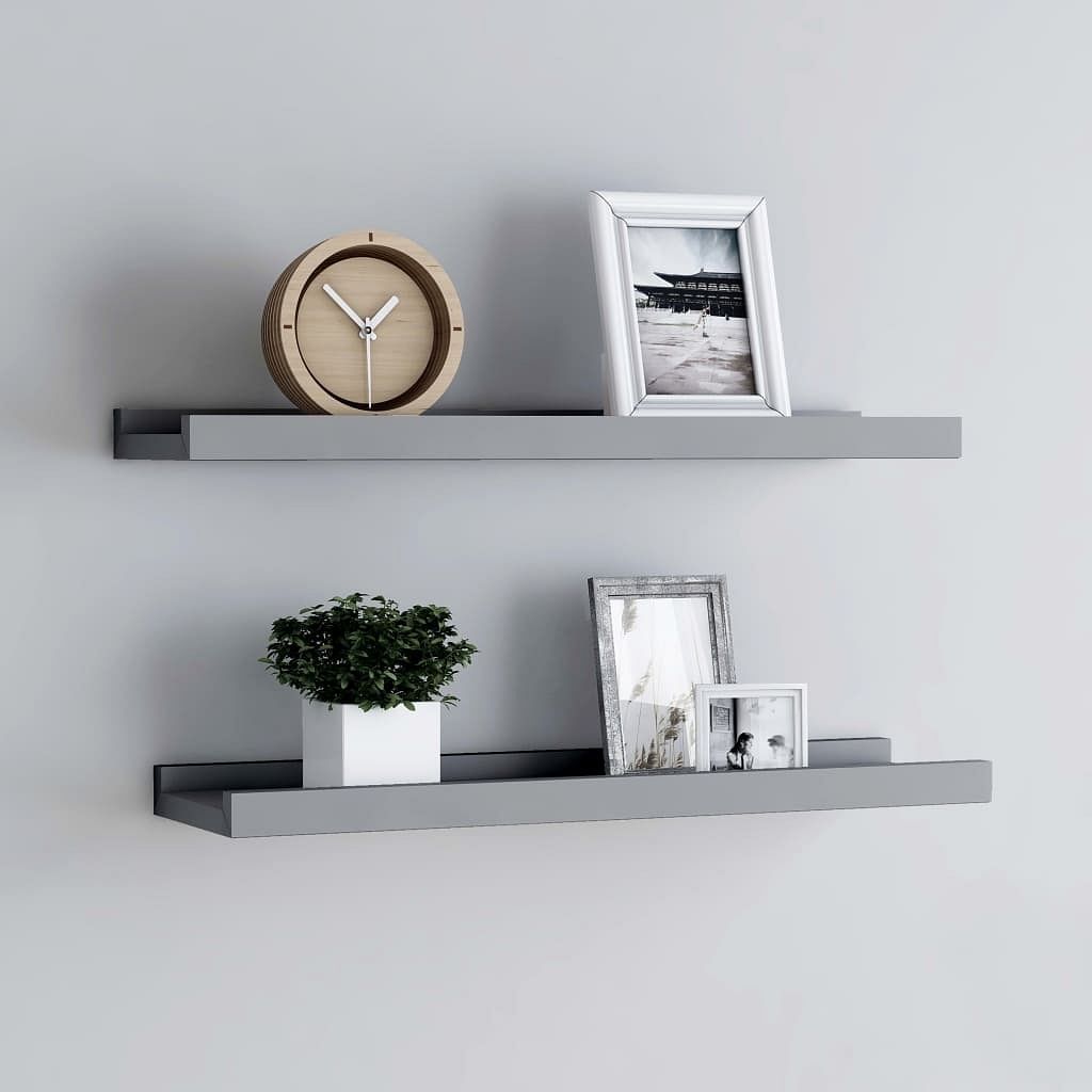 Frame ledge shelf set of 2 gray mdf small wall mounting