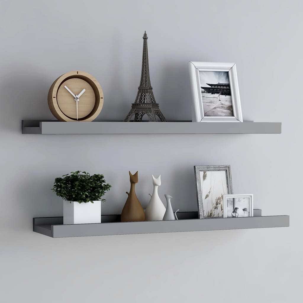 Frame ledge shelf set of 2 gray lacquered mdf 31.5 in long