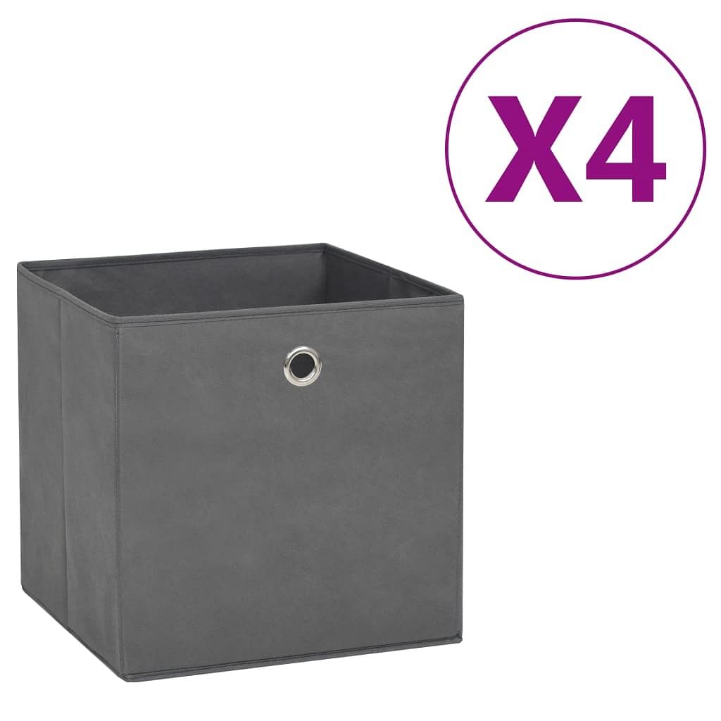 Storage box set of 4 gray non-woven fabric 11.0x11.0x11.0 in
