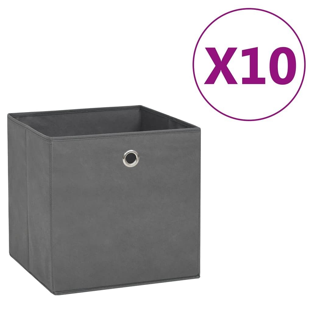 Storage box set of 10 gray non-woven fabric collapsible