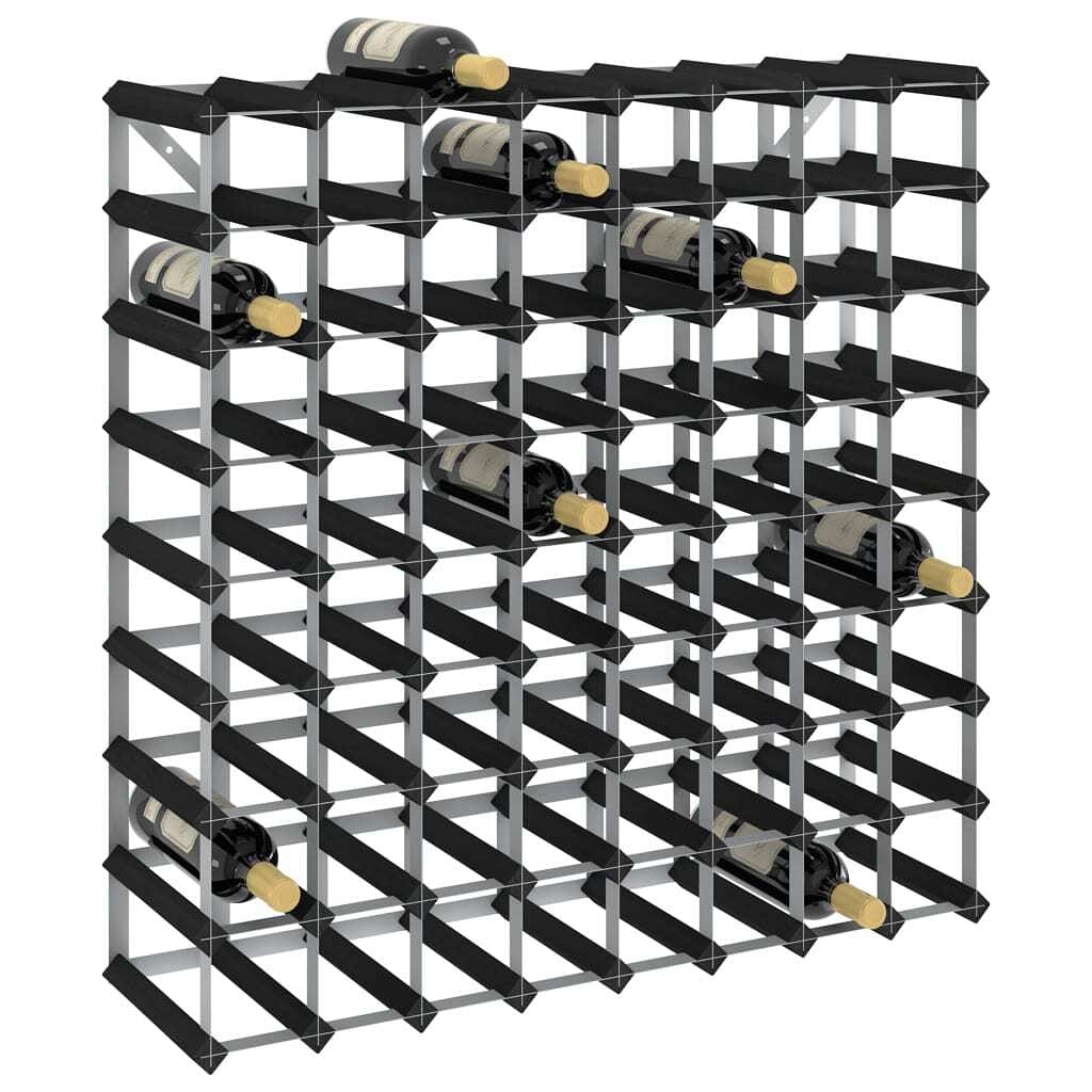 Wine rack for 72 bottles black solid pine wood
