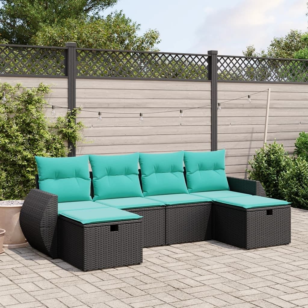 Garden sofa set black poly rattan large modular garden sofa set