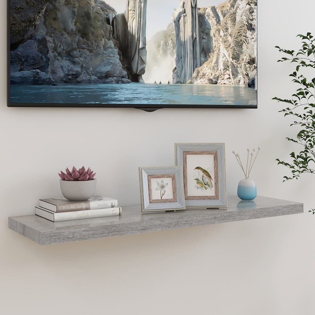 Wall shelf gray honeycomb mdf, metal 35.4 in long wall shelf