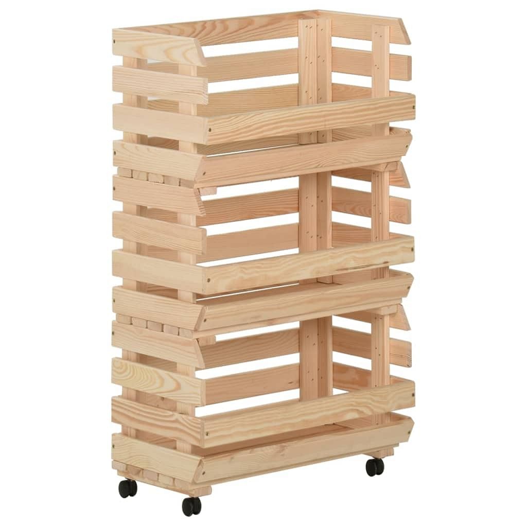 Vegetable trolley 14.6"x11.8"x31.5" solid wood pine