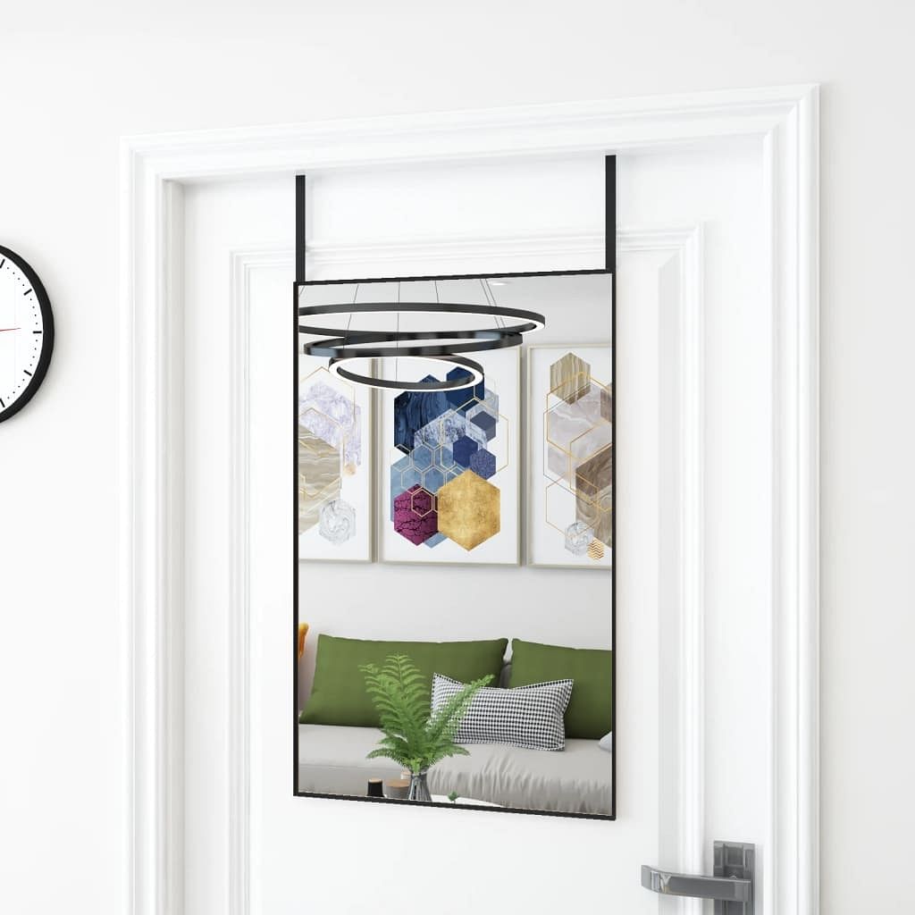 Door mirror black aluminum, glass door mirror rectangular