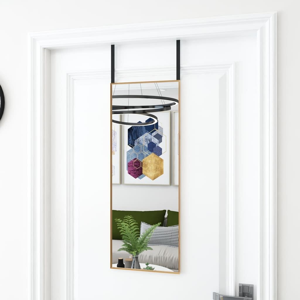 Door mirror gold aluminum, glass medium door mirror rectangular