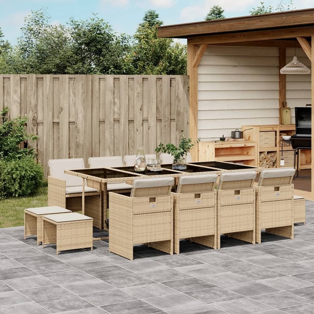 Garden dining set beige and black