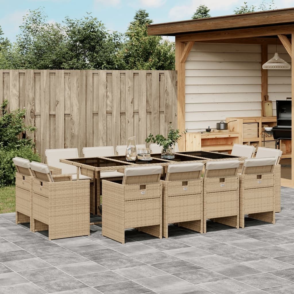 Patio dining set set of 12 beige, black