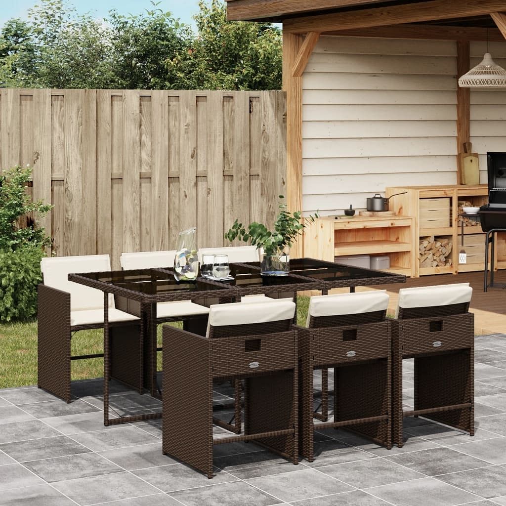 Patio dining set set of 6 brown and cream white