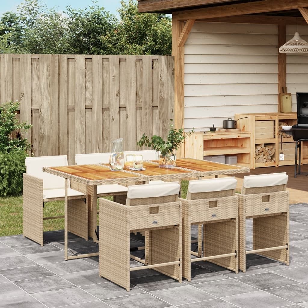 Patio dining set set of 6 beige and brown