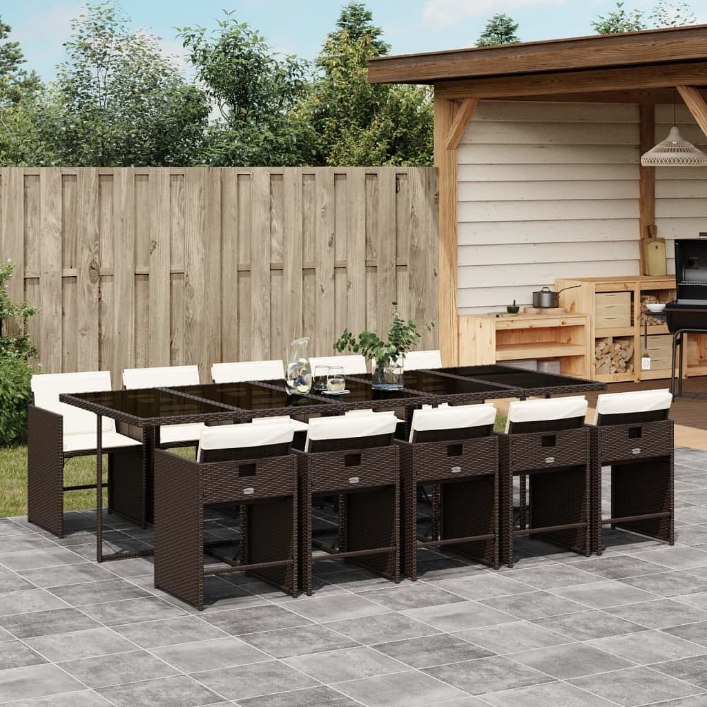 Patio dining set set of 10 brown, cream white