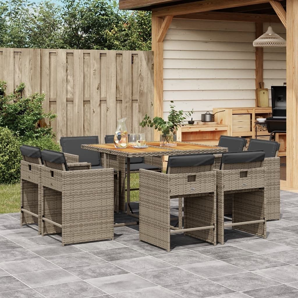Patio dining set set of 8 gray, dark gray, brown