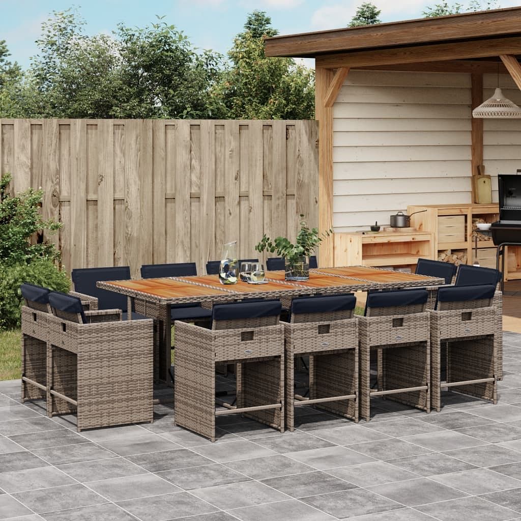 Patio dining set set of 12 gray, navy blue, brown
