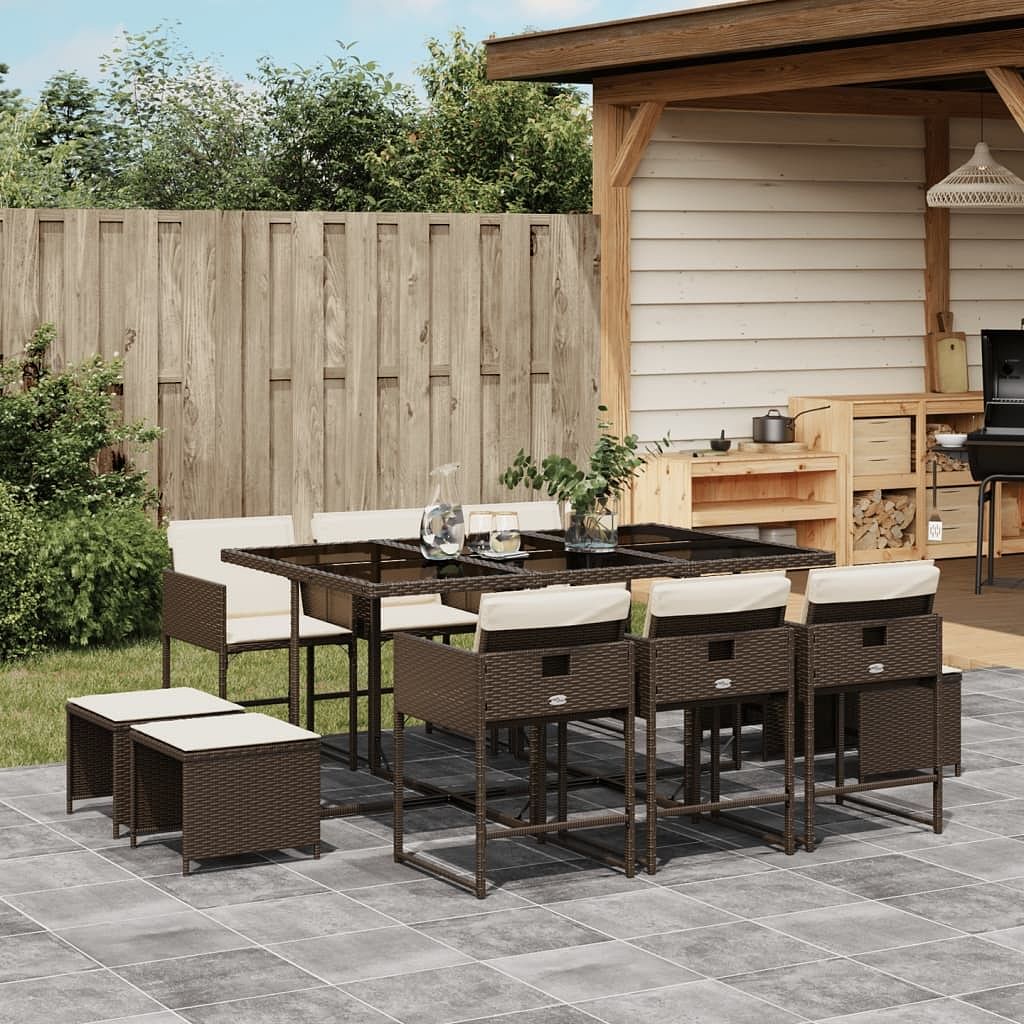 Garden dining set brown, cream white, black