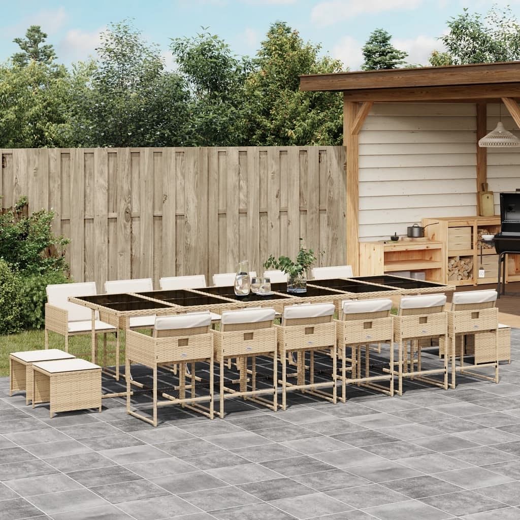 Garden dining set beige, black, cream white