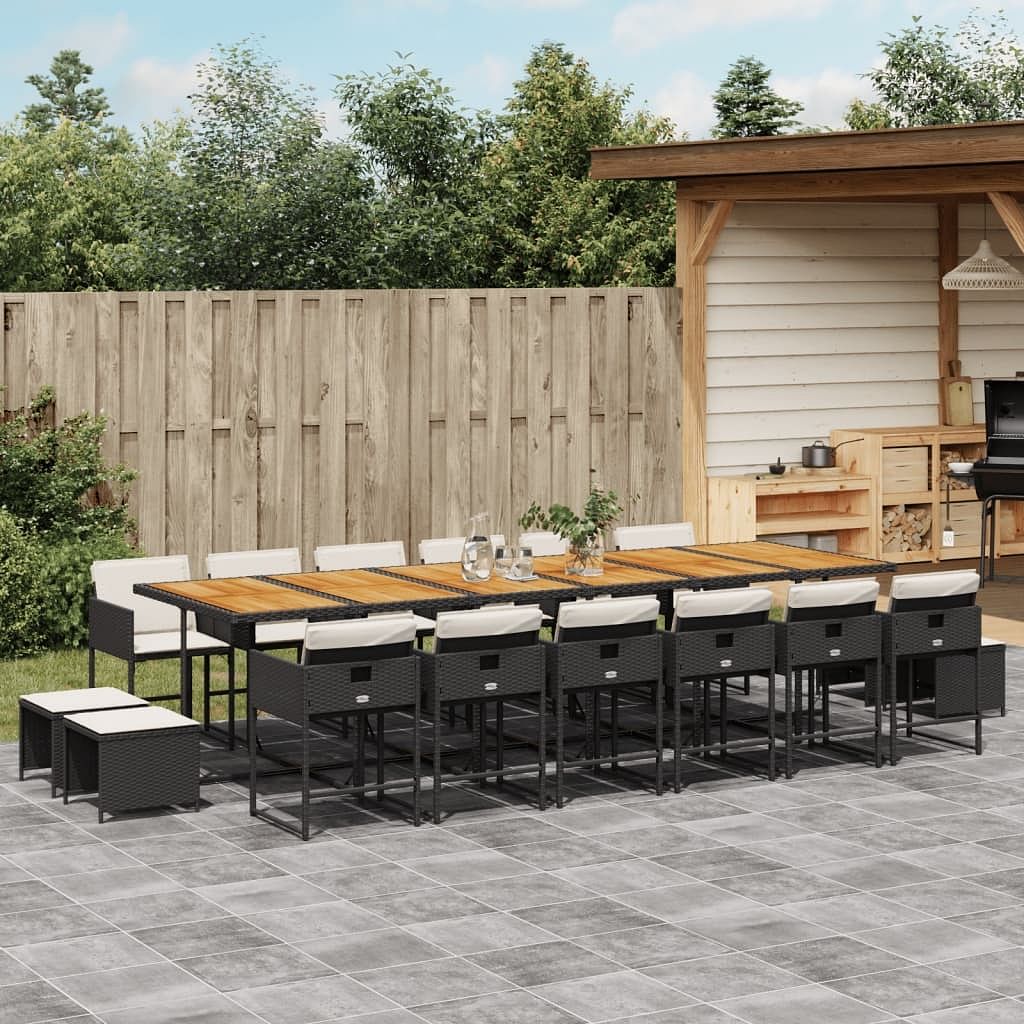 Garden dining set black and brown