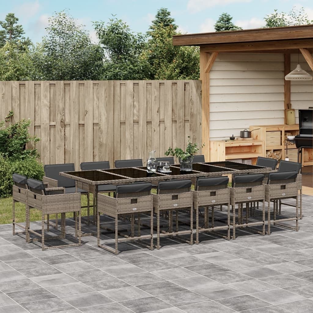 Patio dining set set of 14 gray