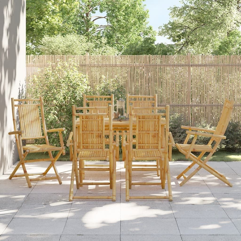 Garden chair set of 6 natural bamboo bamboo regular foldable